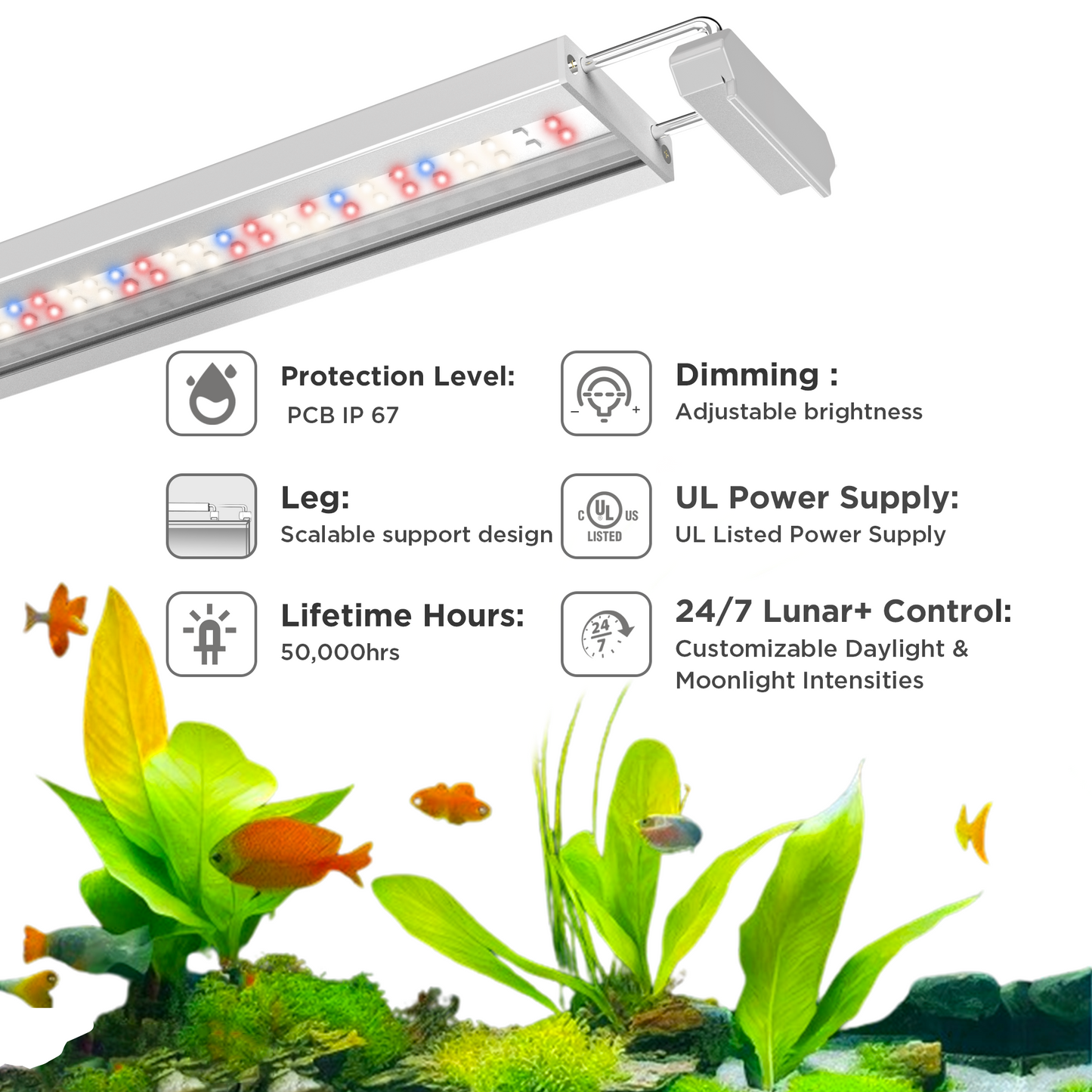 Finnex Aquarium LED Stingray 3.0 Series: 12, 18, 24, 30, 36, 48 inches
