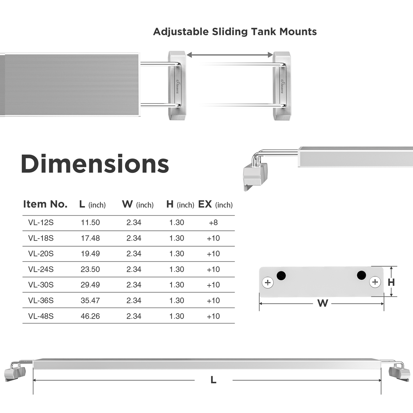 Finnex Aquarium LED Stingray 3.0 Series: 12, 18, 24, 30, 36, 48 inches