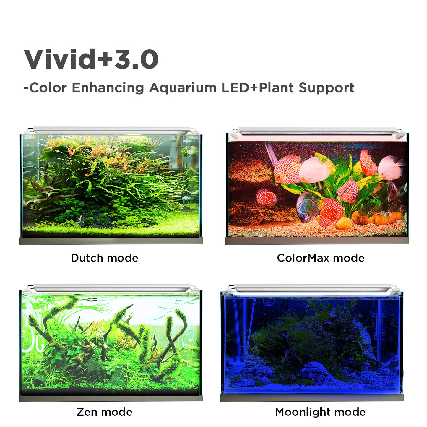 Finnex Aquarium LED Vivid Plus 3.0 Series: 12, 18, 24, 30, 36, 48 inches
