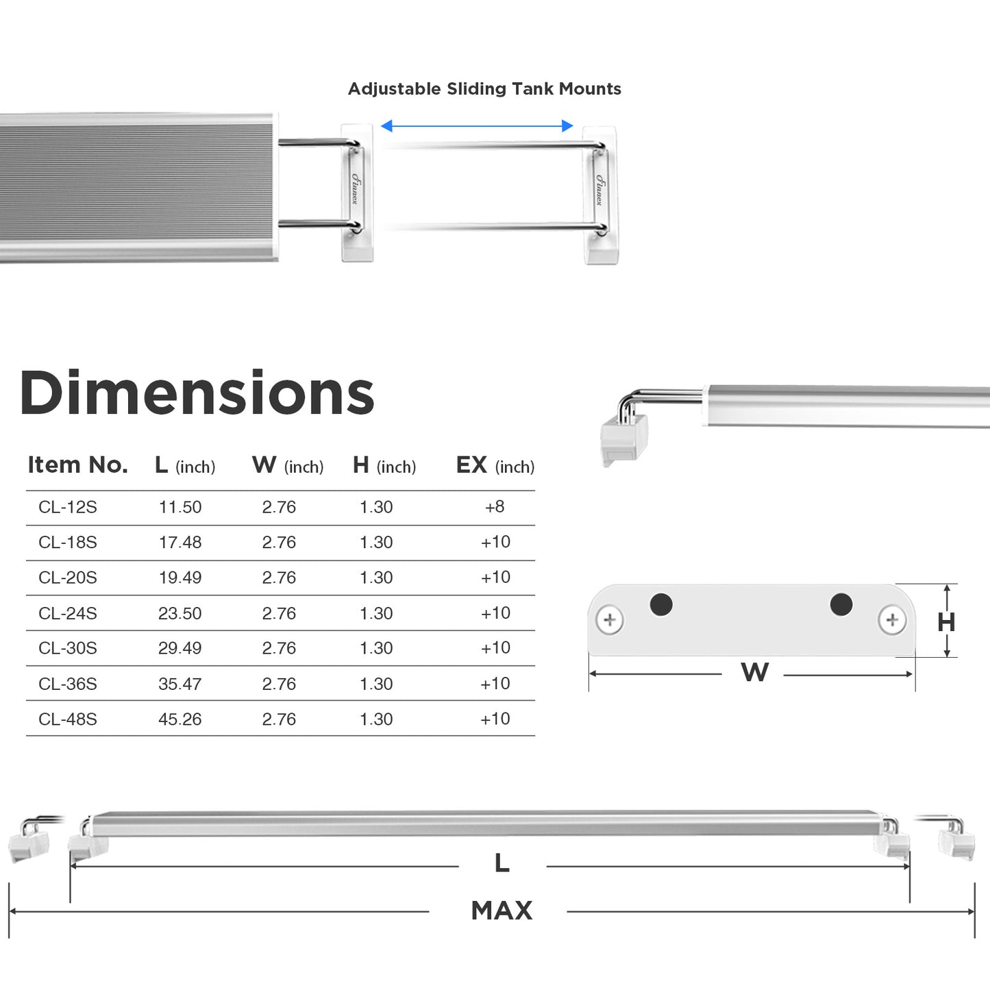 Finnex Aquarium LED Vivid Plus 3.0 Series: 12, 18, 24, 30, 36, 48 inches