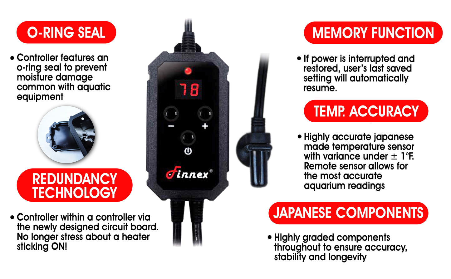 Finnex Titanium Aquarium Heater Digital ETL Listed STE Series: 200, 400, 600, 800 watts