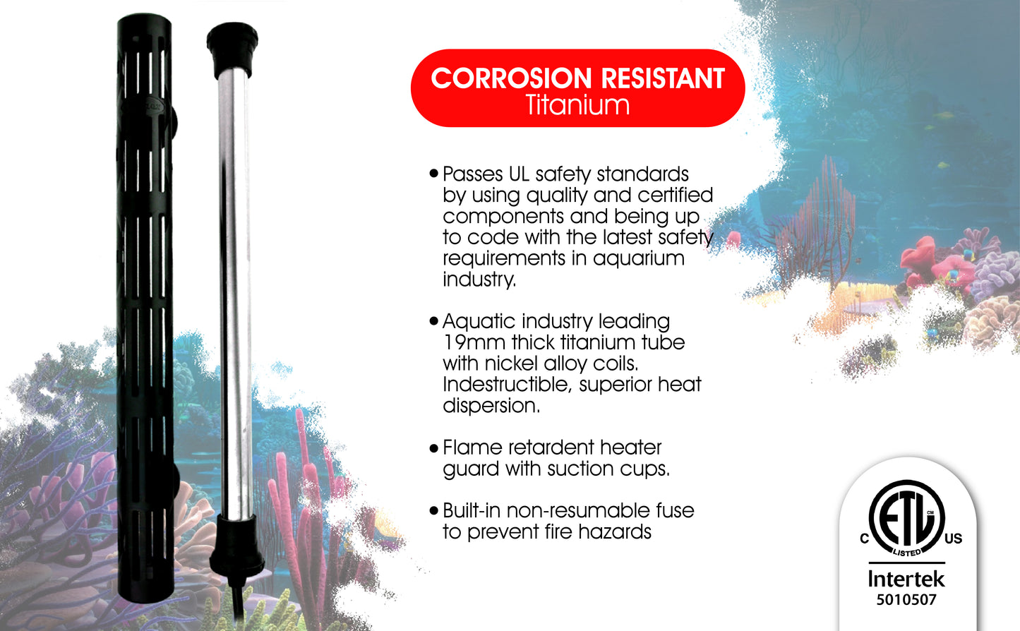 Finnex Titanium Aquarium Heater Digital ETL Listed STE Series: 200, 400, 600, 800 watts