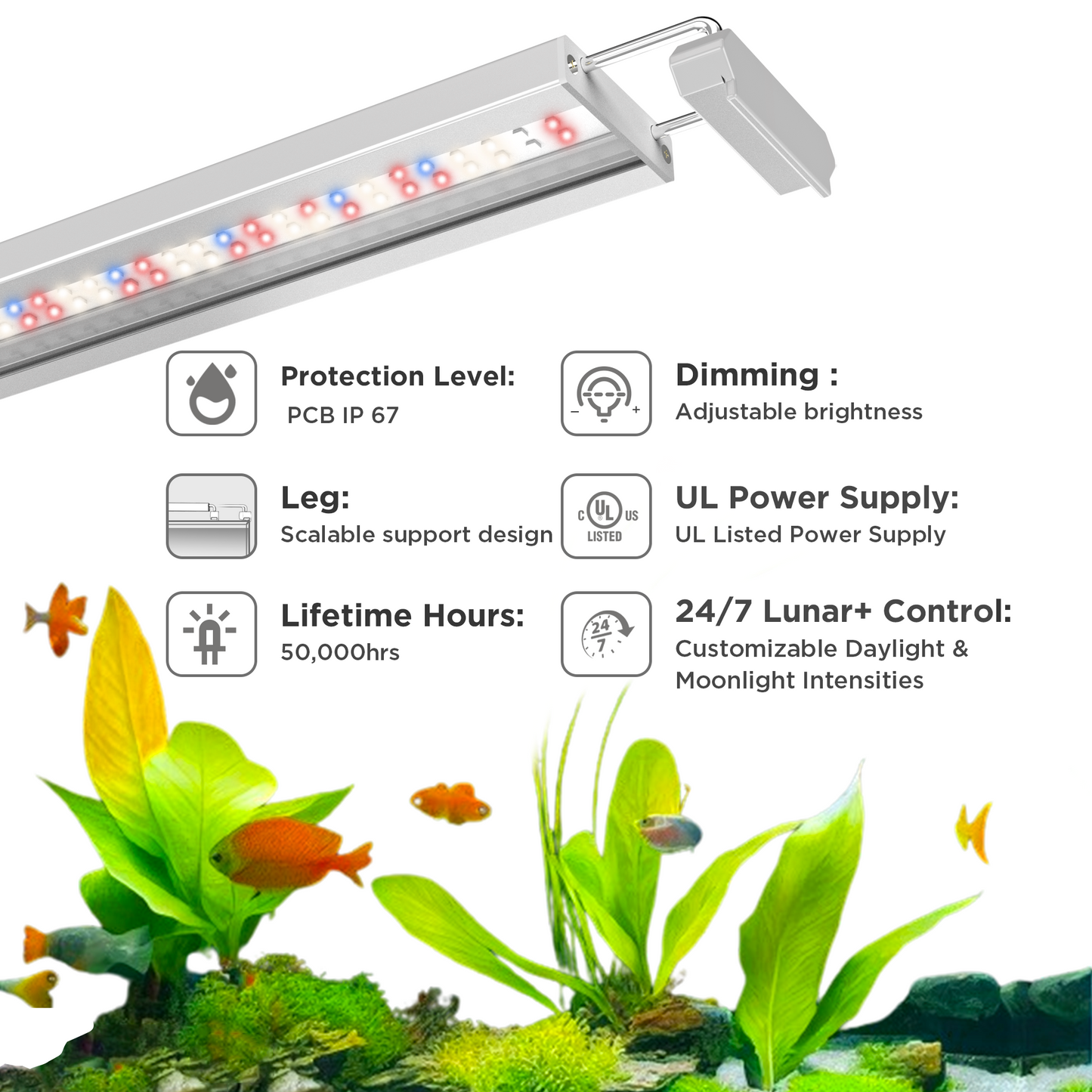 Finnex Aquarium LED Stingray 3.0 Series: 12, 18, 24, 36, 48 inches