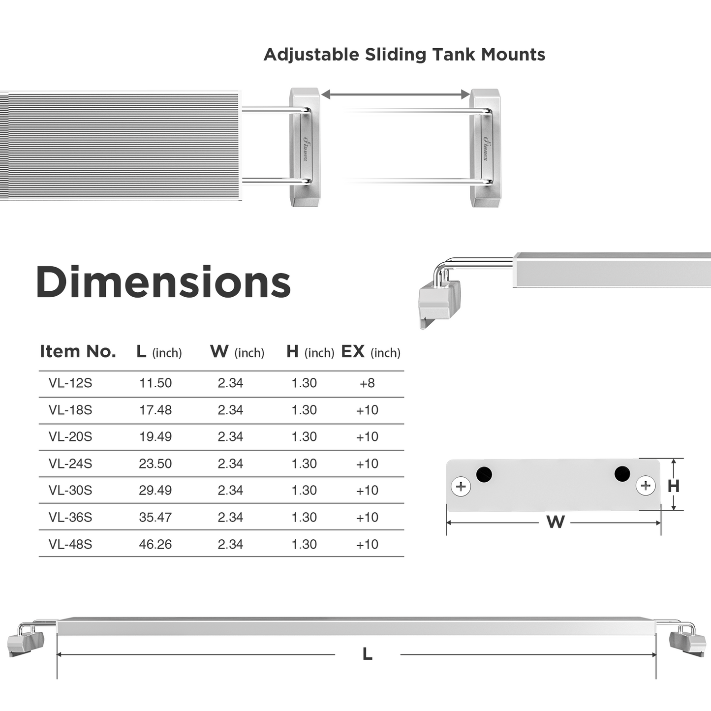 Finnex Aquarium LED Stingray 3.0 Series: 12, 18, 24, 36, 48 inches