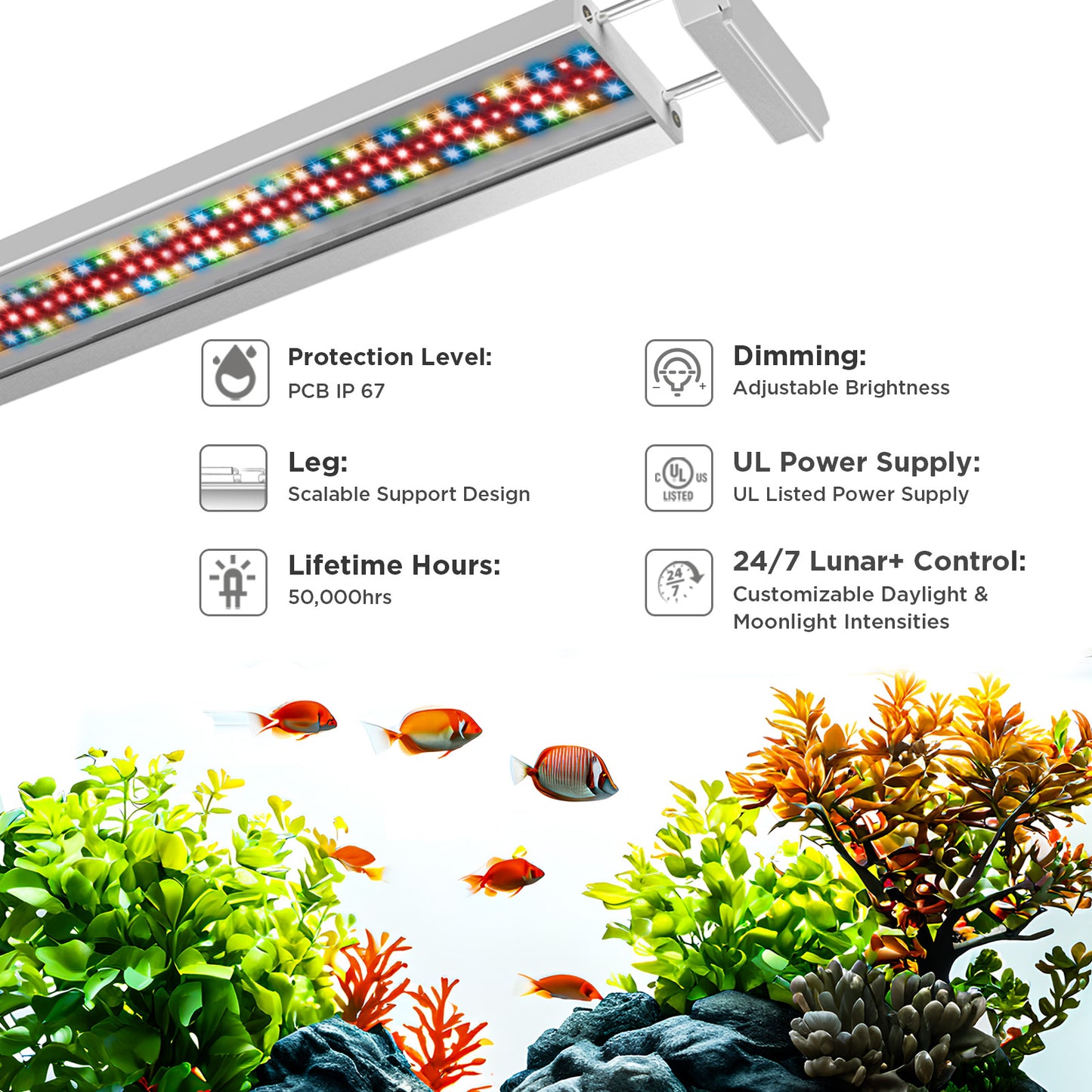 Finnex Aquarium LED Vivid Plus 3.0 Series: 12, 18, 24, 30, 36, 48 inches