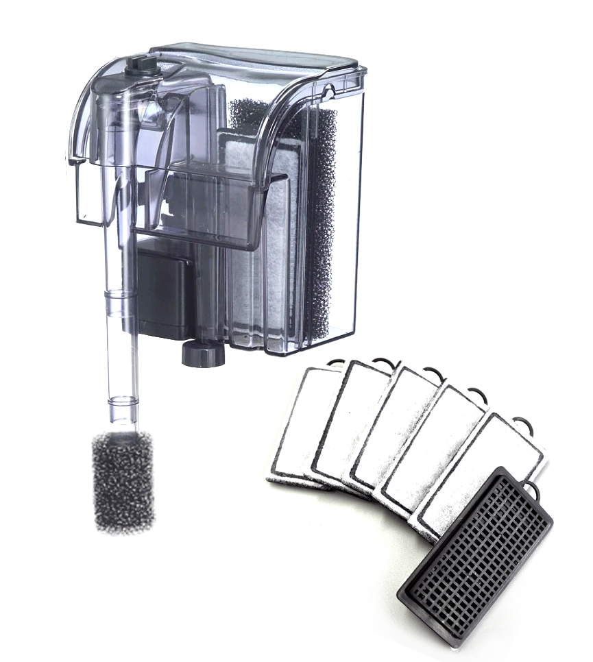 Finnex Aquarium PF-7 HOB Filter + 6-pack Filter Pads